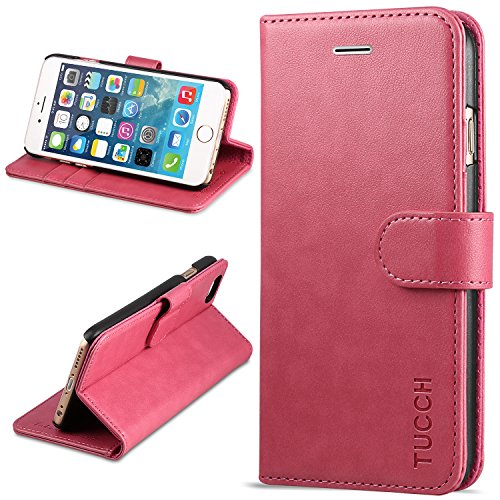 iPhone 6s Case,iPhone 6S Leather Case, TUCCH [Lifetime Warranty] Premium Folio Leather Wallet Case with [Lifetime Warranty] [Kickstand] [Card Slots] [Magnetic Closure] Flip Notebook Cover Case for iphone 6/6s-Hot Pink