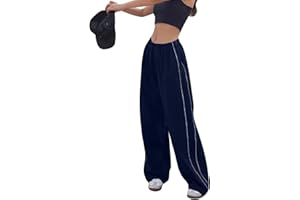 Dihope Pantalones Cargo de Mujer Y2K Pantalones Hippie Holgados Joggers Gótico Harajuku Vintage Streetwear Pantalones de Chándal de Pierna Ancha Pantalones de Paracaídas de Cntura Elástica