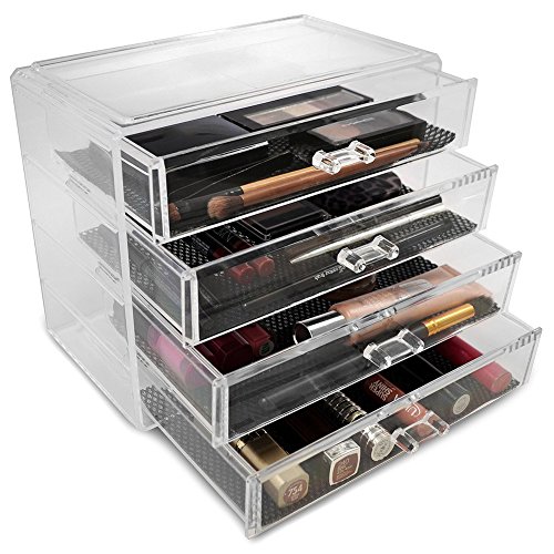 Makeup Organizer ISWEES Acryl Kosmetik Make Up Aufbewahrung Organiser Schubladen 23.5x13x19.5 cm 4 Ebenen 4 Schubladen Großes (4 Ebenen – 4 Schubladen) - 4