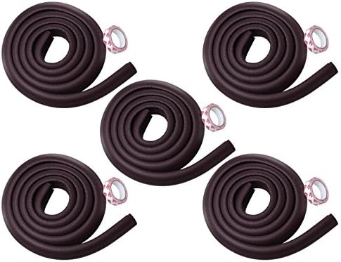 0-Degree Baby Safety Furniture Edge Cushion Corner Cover Guard 2 Meter 6.5 feet Tape Infant Bump Protector (5 Piece, Brown) (EdgeGuardBrown5Pc)