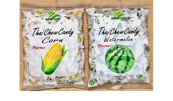 Haoliyuan Thai Chew Candy Combo Pack Of 2 Corn Watermelon Amazon In Grocery Gourmet Foods