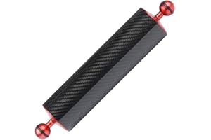 FEICHAO Flotador de fibra de carbono Flotador Brazo Acuático Doble Bola Brazo Flotante Extend Soporte D60MM Cámara Subacuática Buceo Bandeja (12", Rojo)