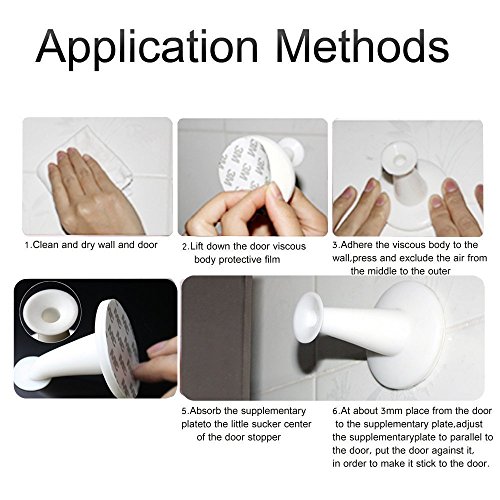 Türstopper selbstklebender Silikon-Türstopper, funktioniert auf allen Oberflächen, hält Türen Sicher offen, für Zuhause / fürs Büro,- weiß - 6