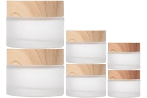 SuQurtom 6 Stück 15ml 30ml 60ml weiß mattiertes Glas Cremedose Leer Leerdose klarer Tiegel Leere Nachfüllbare Behälter Glasbehälter mit Deckel und Liner für Lotion, Creme