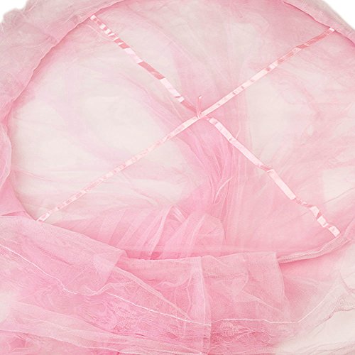 Prinzessin Travel Moskitonetz Fliegennetz Mückennetz Insektennetz Spitze Betthimmel Moskitonetzen Rund Moskitonetz für Einzel-oder Doppelbetten Indoor or Outdoor With A Full Hanging Kit (rosa) - 6