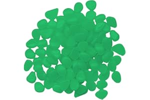 HAJTECH Green Glowing Pebbles Decorative Glow Stones - For Outdoor, Garden, Fish Tank - Reusable Path for Garden - Luminous Stone (100)