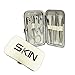 Skinapeel Luxury 10pc Travel Manicure, Pedicure and Grooming Kit- Includes Stainless Steel Nail Clippers, Scissors, Ear Picker, Tweezers, Nail File and Blackhead Remover- Presented In Beautiful White Faux Leather Case