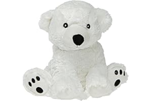 Pelucho - Bouillotte Peluche Ours polaire - Bien-Être, Chaleur et Douceur - Micro-Ondable - Grains de Blé et Fleurs de Lavande - Fabriquée en France