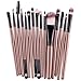 Koly Pro 15 pcs Make Up Sets Soft Eye Shadow Foundation Eyebrow Lip Makeup Brushes (Gold)
