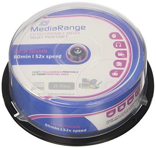 MediaRange MR201 CD-R Rohlinge (bedruckbar, 52x High-Speed, 700MB/80 min., 25-er spindle)