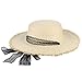Produktbild SUCCESSS Beach Hats Sunny Hats for Women Summer Uv Ladies Sun Panama Straw Packable Wide Brim Beach Hat Damen Jahr Spitzendekoration Mit Stil Sonnenschirm Flach Klebreis Weiß Schwarz