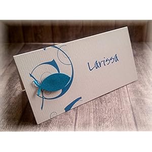 Tischkarte Namenskarte Kommunion Konfirmation Firmung Taufe Fisch petrol dunkel türkis