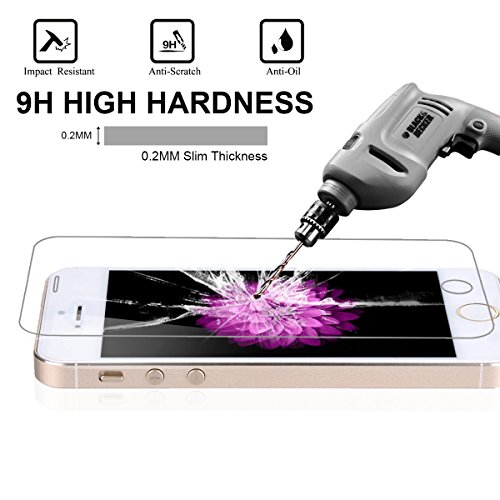 [2 Pack] iPhone 5/5S/5C/SE Screen Protector, TYJTECH 2.5D 9H Scratch Terminator Ultra-clear Premium Tempered Glass Screen Protector (4.0 inch) for iPhone 5S 5 5C SE