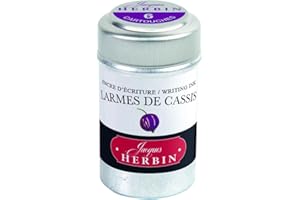 Jacques Herbin 20178T - Une boite de 6 cartouches d'encre pour stylo-plumes et stylos roller (produit sans emballage - objectif zéro déchet), Larme de cassis