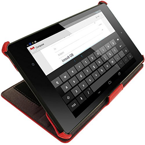 igadgitz Rot PU Ledertasche Hülle für Google Nexus 7 FHD 2013 Model 2. Generation Mit Multi-Winkel Betrachtungs-stand + Handschlaufe + Auto Sleep/Wake + Displayschutzfolie - 5