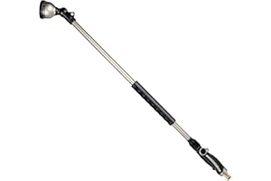 RESTMO 92 cm Untra Langer Gießstab, Gartenbrause Metall mit 180° schwenkbaren Kopf | 10 Sprühmustern | Daumenflusskontrolle | Bewässerung Zauberstab zum für Blumenampeln und Sträucher
