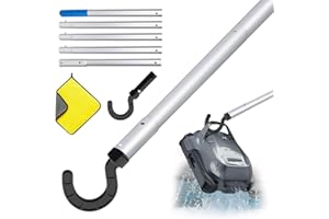 HEYIDAMAI Haken für poolroboter, mit 5 Abnehmbare Verstärkung Aluminiumstange, Pool Haken für Pool Saugroboter, Pool Reinigungszubehör Haken, Generisch Haken für Poolreiniger Roboter Zubehör