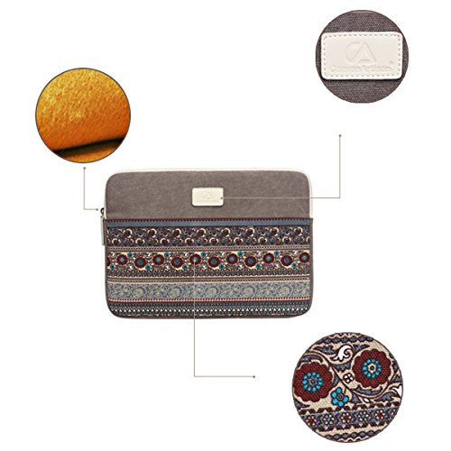 Gaofan Vintage Bohème Stil Canvas-Gewebe Hülle Sleeve Tasche für 15″ -15,6″ Laptop / Notebook Computer / MacBook / MacBook Pro / MacBook Air - 3