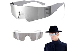Johiux Schnelle Brille Rave Futuristische Sonnenbrille,1 Stück Silber Futuristische Brille Hässliche Zyklop Sonnenbrille,Space Brille Alien Brille set,Fun Glasses Rollenspiel Halloween Brillen.