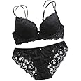 QOXOLYZ Designer Women's Bra Panty Set Lace Push Up Underwired Solid Lingerie Set Baby Doll Bikini Set for Women Wire Bra Lingerie Set for Women & Girls