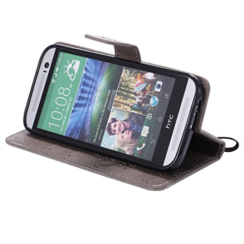 Nancen Tasche Hülle für HTC One M8 (5 Zoll) Flip Schutzhülle Zubehör Lederhülle mit Silikon Back Cover PU Leder Handytasche im Bookstyle Stand Funktion Kartenfächer Magnet Etui Schale - 6