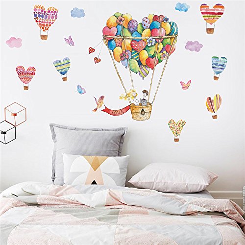 Preisvergleich Produktbild qweasdzx Mode kreative heißluftballon Selbstklebende abnehmbare kinderzimmer Bett Kopf wanddekoration Wohnzimmer Aufkleber 60 cm * 90 cm
