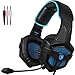 Produktbild 2016 SADES SA807 New Veröffentlicht Multi-Platform Gaming Headset, Gaming Kopfhörer mit Mikrofon Revolution Noise Cancelling für neue Xbox One PS4 PC Laptop Mac iPad iPod (schwarz/blau)