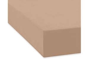 ‎TRAUMSCHLAF TRAUMSCHLAF Spannbettlaken, Spannbetttuch Fein-Biber warm und kuschelig, bügelfrei, mit Rundumgummi (weitere Farben,Größen) 200x220 cm, Taupe