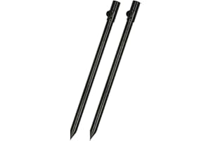 DNA Leisure 2x Fishing Banksticks Adjustable 30-50cm Black Aluminium Bank Sticks Carp Coarse Tackle