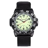 Unendlich U Fashion Unisex Quarzarmbanduhr Schwarz Nylon Armband Wasserdicht Armbanduhr mit Leuchtzifferblatt für Reise/Wandern/Klettern/Camping