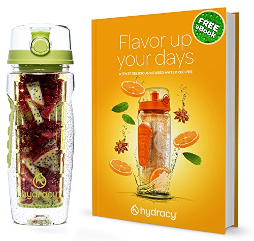 Hydracy Trinkflasche für Fruchtschorlen (1Liter) in verschiedenen Farben, mit langem Infuser und Isolierhülle – 100% dicht und perfekt für Sport & Freizeit - 3