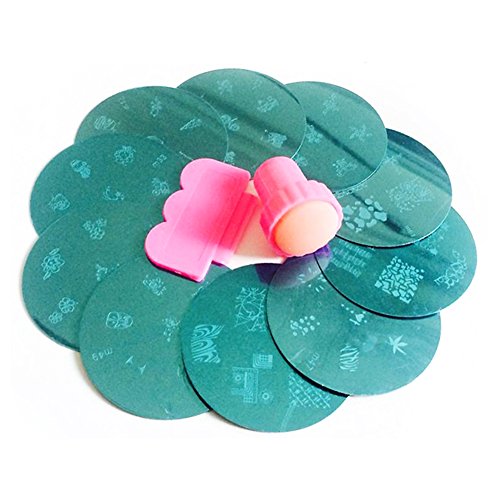 Beauty*Top*Picks Nail Art Stamping Kit Manicure Plate Set with Polish Stamper Scraper