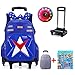 Produktbild C-Xka Kinder Rollen Schulrucksack-Trolley mit Gepäck, abnehmbare Zugstange, abnehmbare fahrbare Rollschultaschen (Farbe : Blau, größe : Two Rounds)