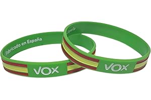Tiendas LGP - Pulseras de Goma de Silicona con diseño de VOX y Bandera de España, Verde. 2 unidades