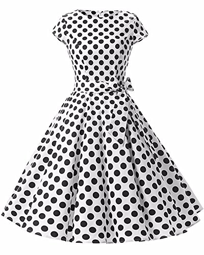 GIKING Robe de Femme Robe de soirée Cocktail Vintage Hepburn Robes de Demoiselle d'honneur Robe de soirée balançoire des années 1950 Blanche XXL