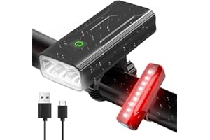 Victoper Luz Bicicleta Delantera 1500 Lumenes, 6 + 4 Modo Luces Bicicleta Potente IPX5 Luces LED Luces Bicicleta Delantera y Trasera Impermeables USB Recargables
