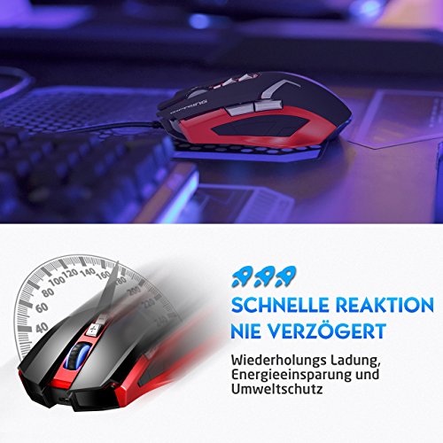 VICTSING Rat  n Gaming Inal  mbrico  Dual Modo con Cable y Receptor USB  4 DPI Adjustables 2400 Max  4 Colores de Iluminaci  n Respirada  7 Botones para PC  Port  til  Computadora  Ordenador