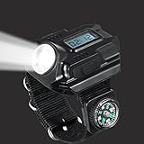 Armbanduhr mit R5-LED-Taschenlampe, besonders hell, wiederaufladbar, wasserdicht, mit Kompass, ideal zum Joggen, Bergsteigen, Zelten, beim Wandern, Jagen oder Patrouillieren 