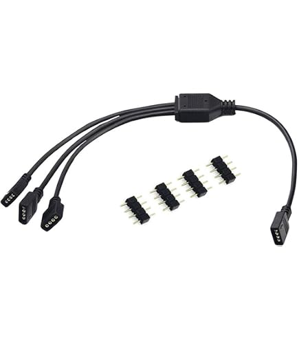 2 Pièces Câble Répartiteur PC ARGB 1 vers 3, Extension LED 5V 3 Broches pour Ventilateurs et Bandes Lumineuses, Compatible ASUS Aura MSI Mystic Gigabyte RGB Fusion, Synchronisation Éclairage PC Gaming