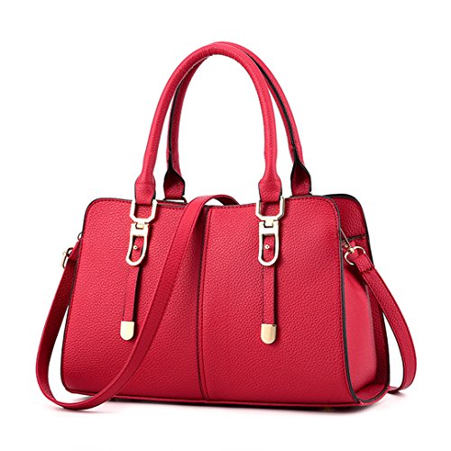 Wewod Bolso de Bandolera Mujer de PU Cuero,Bolsos de Mensajero (Rojo)