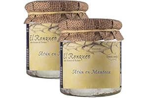 MOMENTOS SANTIAMEN Conserva de Atun en Manteca - Tarro de 250 g - Conservas El Ronqueo (Pack de 2 tarros)