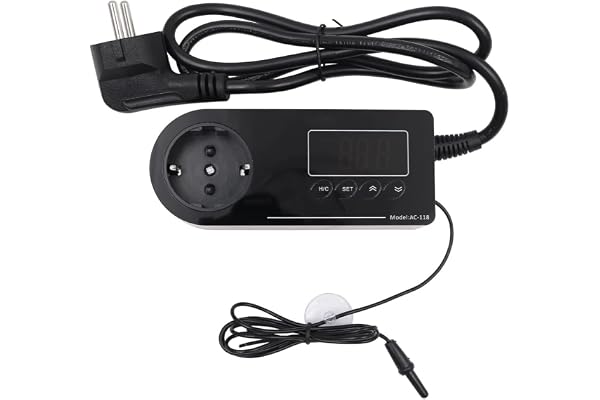 VOANZO Thermostat Intelligent pour Terrarium et Aquarium - Contrôle de Température pour Reptiles et Insectes - Écran LCD - Chauffage Rond