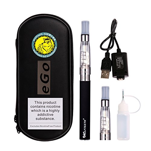 WOLFTEETH 1 Pack CE4 E Sigaretta Starter Kit | 1100 mAh Batteria Ricaricabile | Doppi CE4 Atomizzatore Refillable | Sigaretta Elettronica Vaporizzatore Case Set| Senza Liquido Nicotina Tabacco 1145