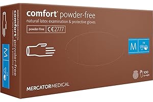 MERCATOR MEDICAL 100 unidades Comfort PF, guantes de látex sin polvo, talla L