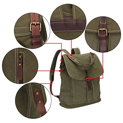 Veevan Unisex Große Kapazität Retro Canvas Rucksack - 5