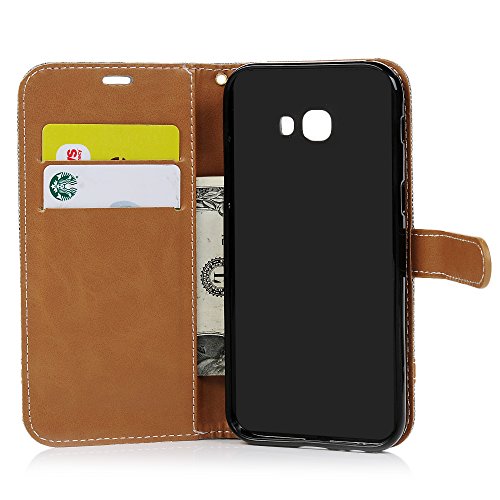 Lanveni A5 2017 Hülle, Handyhülle für Flip Case Cover Denim+PU Lederhülle Schutzhülle Magnetverschluss Ledertasche mit Stander Function Brieftasche Card Slot Handy Tasche mit Bunte Gemalt Design für Samsung Galaxy A5 2017 Hülle (Schwarz) + 1 x Stylus Stift + 1 x Schutzfolie - 8