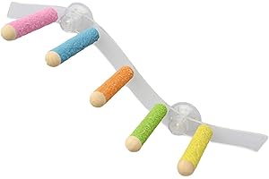 kowaku Suction Cup Wood Perch Toy Window and Shower Perch Toys Cage Accessories Parrot Playstand for Cockatiel Lovebird Budgie, style A