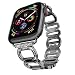 Produktbild MuSheng Band für Apple Watch Series 4 44mm, Damen Armband Edelstahl Replacement Kristalldiamant Wrist Strap Ersatzband Band (Schwarz)