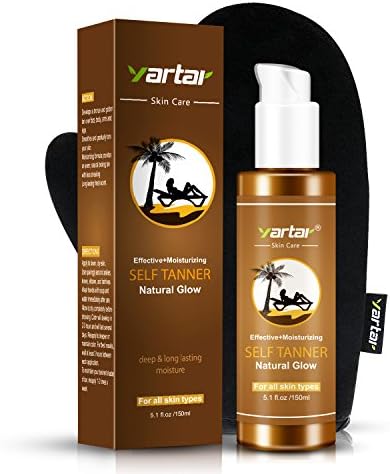 Yartar Self Tanner &amp; Tanning Application Kit Organic and Natural Sunless Tanning Lotion Flawless &amp; Deep Moisturizin Bronzer Glow Tan for Bronzing Tan 5.2 oz / 150ml (Bronze)