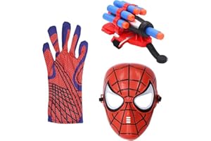 UUUPSL Juego de Launcher Glove para Niños Hero Máscara y Guantes 2 Pieza, Halloween Cosplay Accesorios de Disfraz de Hombre Regalo Máscara de Dibujos Animados Guantes de Lanzador